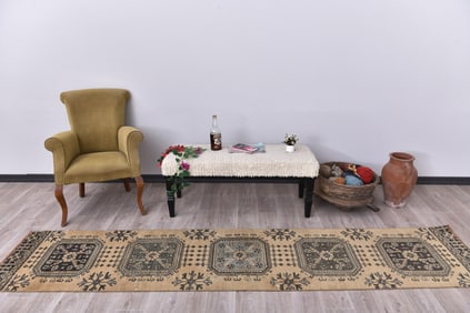 2'3'' x 10'6'' Handmade Vintage Wool Rug - 243889