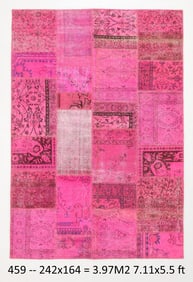 5'4'' x 7'11'' Handmade Vintage Wool Patchwork Rug - 459