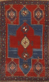 Pre-1900 Antique Vegetable Dye Kazak Oriental Area Rug 4x7