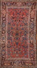 Pre-1900 Antique Vegetable Dye Bidjar Halvaie Persian Rug 4x7