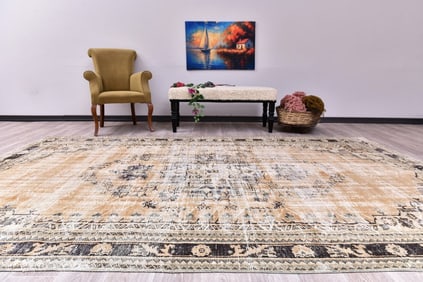 7'1'' x 11'1'' Handmade Vintage Wool Rug - 244821