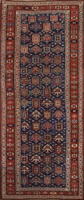 Pre-1900 Antique Kazak Oriental Runner Rug 4x9