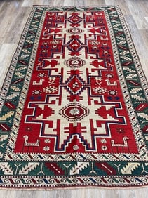 Antique Lesghi design Kazak Caucasian rug-1817