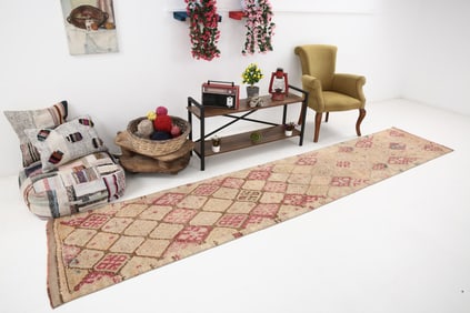 2'7'' x 12'10'' Vintage Wool Runner Rug - 4992