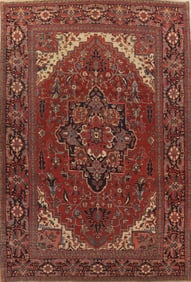 Pre-1900 Antique Vegetable Dye Heriz Serapi Persian Rug 11x13