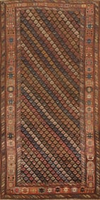 Pre-1900 Antique Vegetable Dye Kazak Oriental Area Rug 4x8
