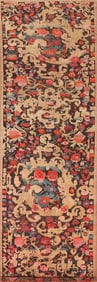Pre-1900 Antique Karabakh Vegetable Dye Runner Rug 4x15