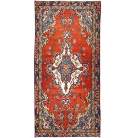 Vintage Red Geometric Tribal 3'8X7'5 Oriental Rug