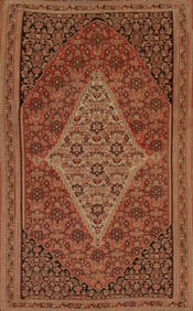 100% Vegetable Dye Antique Kilim Senneh Persian Rug 4x7