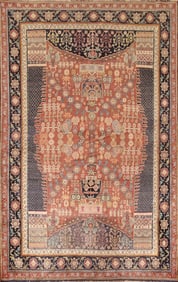Antique Orange Kashkoli Vegetable Dye Area Rug 5x8