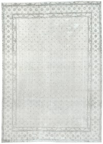 Antique Muted Beige Floral 8X11 Distressed Vintage Oriental Rug