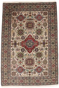 Vintage Cream Pictorial 4'5X6'5 Ardebil Tabriz Persian Rug