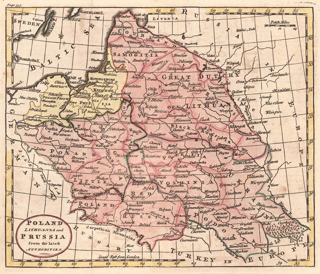 Poland Lithuania And Prussia from the Latest Authorities: Publication Date:1790 Title:Poland Lithuania And Prussia from the Latest Authorities,li>Cartographer: Publisher:Anonymous Brief Description:llustration map perhaps from Guthrie's Geography. Rather det