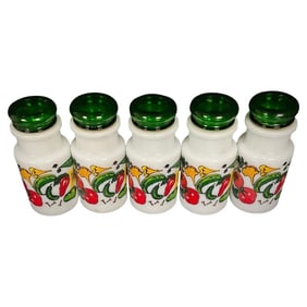 Vintage Porcelain Spice Set – Nutmeg, Paprika, Curry, Cumin, Pepper