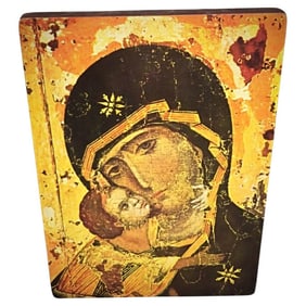 Antique Hanging Image of the Virgin Vladimir – Religious Artwork