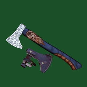 Custom Viking-Style Hatchet Axe Ash Wood Handle