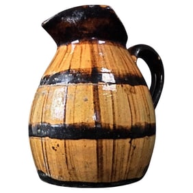 Antique Ceramic Barrel-Shaped Pitcher – Charming Vintage Design