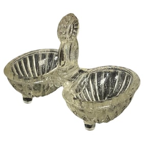 Antique 20th-Century French Quadruple-Footed Glass Salt Cellar