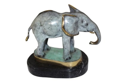 Elephant Bronze Statue – Size: 11″L x 8″W x 10″H.