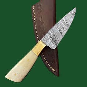Camel Bone Handcrafted Damascus Skinning Knife