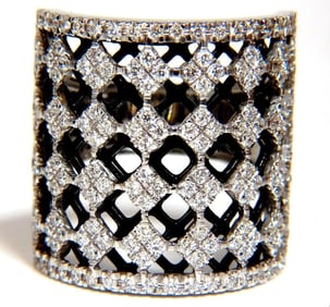 1.82CT DIAMONDS BEAD SET SANDWICHED BLACK UNDERLAY 3D BAND RING 18KT 10042