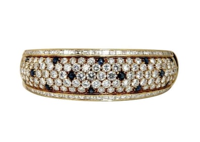 15.50ct. Natural Sapphire Diamonds Bangle Bracelet 18kt 12354