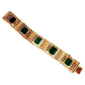 GIA Certified Vintage Emerald Bracelet 60ct 18kt Gold 12238