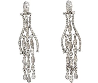 6.00ct natural diamonds modern dangle petal chandelier earrings 18kt Ref 12321