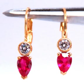 .54ct Natural Pear Shaped Ruby Diamond Lever Earrings 24414