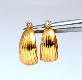 .18ct Natural Diamonds Earrings Semi Hoop Looping Lobe Wrap 14kt +