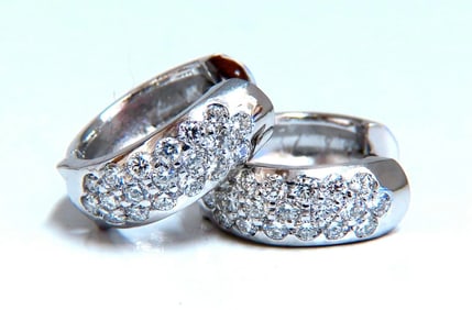 .75ct Natural Diamonds Huggie Hoop Earrings 14 Karat Gold +