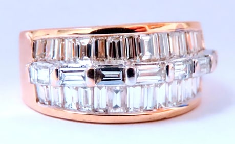 2ct Natural Baguette Diamonds Wide Band 14kt Gold 12639