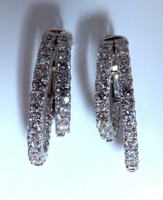 2.34ct Natural Double Hoop Diamond Earrings 14kt +