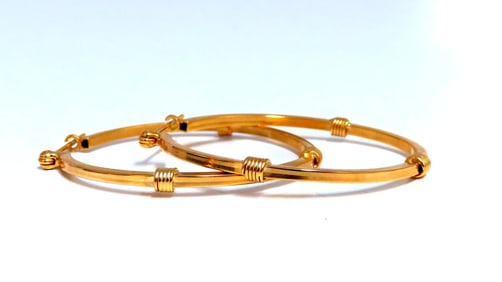 14Kt Gold Hoop Earrings Barbed Wrap+