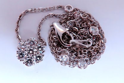 .92ct diamonds halo cluster necklace 18kt**