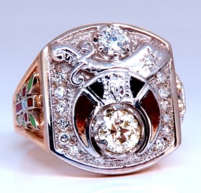 .55ct. mens natural round diamond ring 14kt gold Gothic