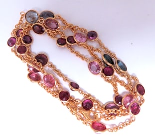 16ct Natural Ruby Sapphire Yard Necklace 14kt Gold **