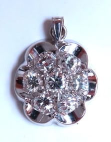 2.50ct Natural Diamonds Cluster pendant G/Si 14kt gold 12407**