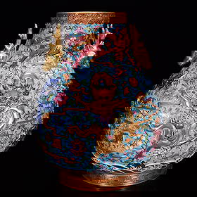 Chinese Gilt Gold Famille Rose Dragon Design Deer Head Porcelain Vase w Qianlong Mark: Title: Chinese Gilt Gold Famille Rose Dragon Design Deer Head Porcelain Vase w Qianlong Mark Date/Period: After1800 Origin: Chinese Dimension: 500x380(mm) 19.69x14.96(inches) Materials: Porcelain Rese