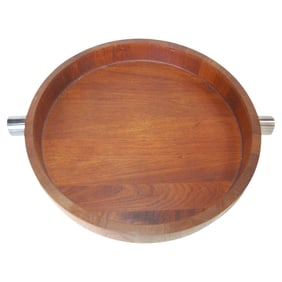 Midcentury Teak Stainless Steel Salad Serving Bowl Cobblewood Lundtofte Denmark