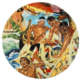 10" Eugene Savage "Festival of the Sea" Dinner Plate By Lynn Krantz Dish Books