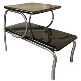 Wolfgang Hoffmann Style Art Deco Chrome Tubular & Lacquer Micarta Side Table