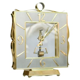 German Mid-Century Brass Mantel Clock by Kieninger & Obergfell