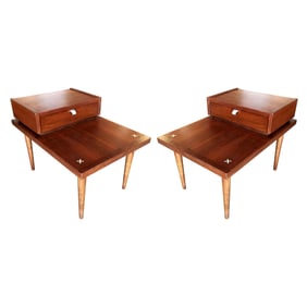 American of Martinsville Two-Tier Bedside Table Pair