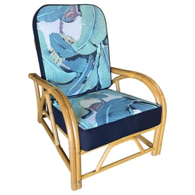 Restored Two-Strand "40s Transition" Adjustable Rattan Lounge Chair