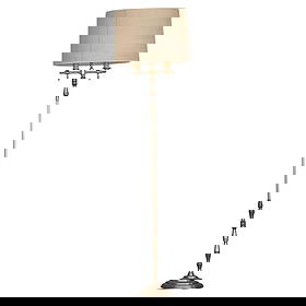 Hollywood Regency Gold-Plated Bronze Floor Lamp: Hollywood Regency gold-plated bronze lamp with heavy Art Deco influence accents. Like the stars and furniture designers in Hollywood during the 1930s, this lamp brings the glamour and glitz in a big w