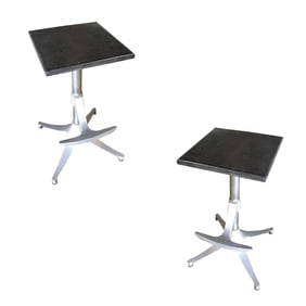 Custom Repurposed Mid Century Bar Stool w/ Teak Seat, Pair