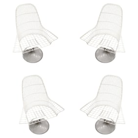 Vintage Mid-century Bertoia Style Wire Diamond Lounge by Thinline, Set of 4