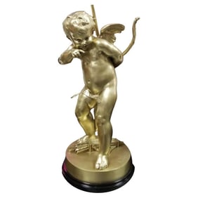 Restored Cherub Sculpture "Le Petit Malin" by Benoit Rougelet Converted Lamp