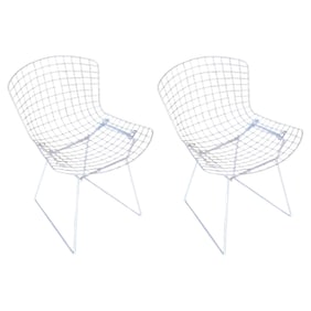 White Wire Side Chair by Harry Bertoia for Knoll, Pair Circa 1952